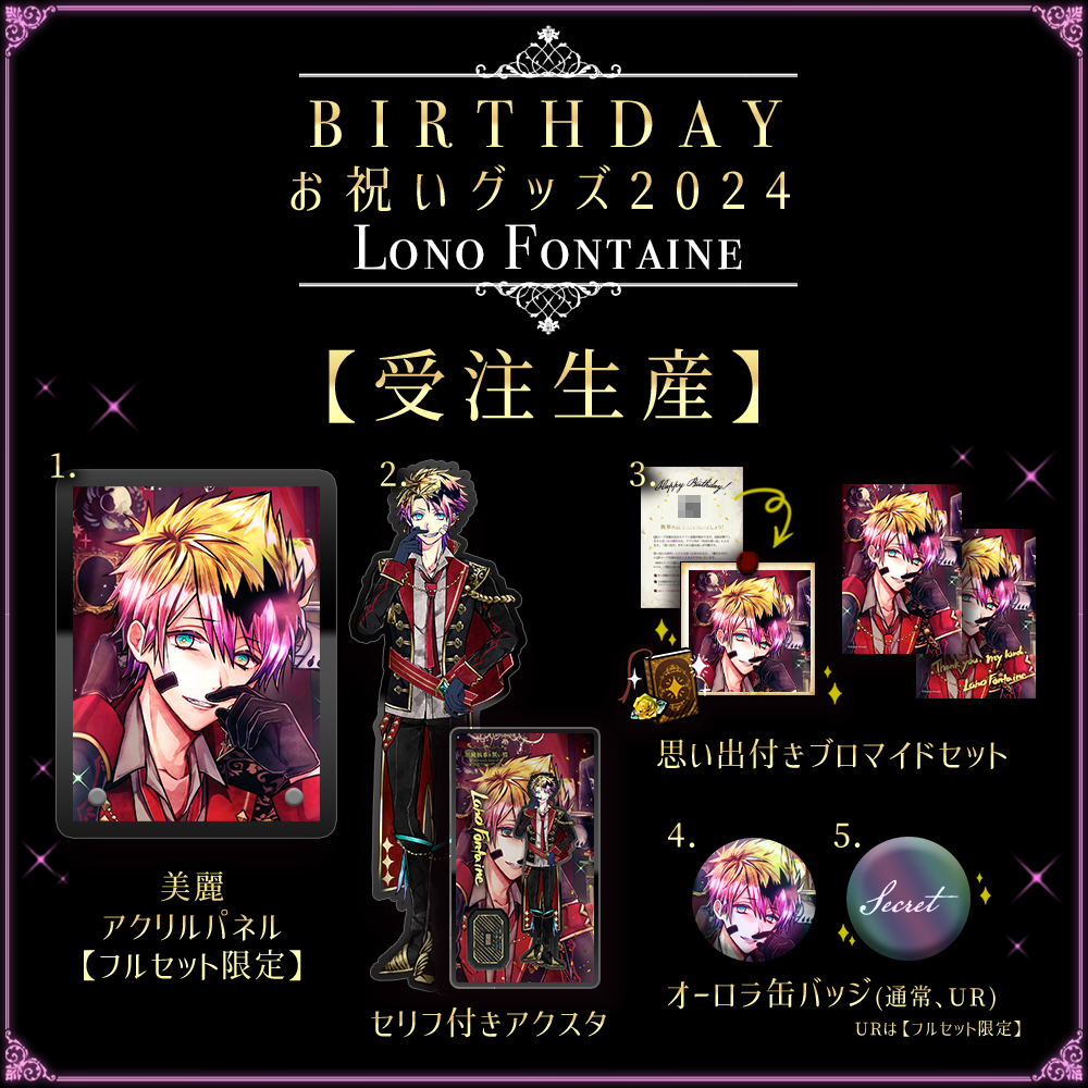 Birthdayグッズ2024ロノ 思い出付きお祝いフルセット 再・キャンセル分再販】Birthdayグッズ2024ロノ – スタジオ